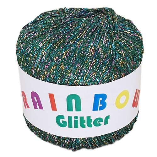 Rainbow Glitter - Glitzer-Bändchengarn auf 25 Gramm Knäuel in der Farbe Grün/Multicolor Rainbow Glitter - Glitzer-Bändchengarn auf 25 Gramm Knäuel in der Farbe Grün/Multicolor von NOGA EFFEKTGARN GmbH