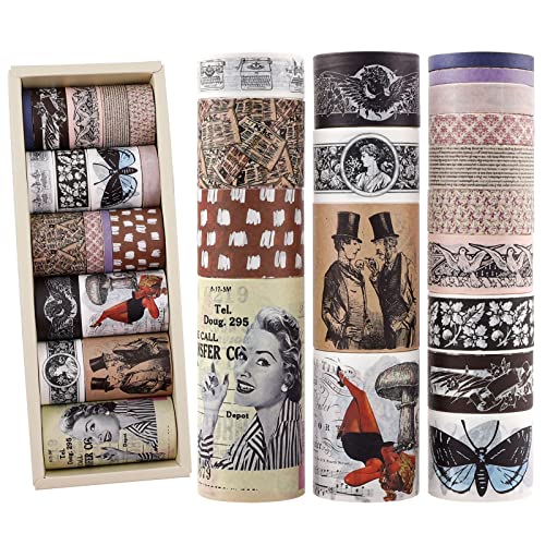 NOGAMOGA 18 Rollen Ästhetisches Washi Tape Set, 0,5/1/1,5/2/2,5/3/5/7 cm Breite dekorative Bänder für Scrapbook Supplies, Junk Journal, Bullet Journal, Planer, Geschenkverpackungen (Gelb) von NOGAMOGA