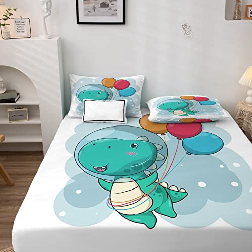 Kinder Spannbettlaken 140x200cm, Spannbetttuch Cartoon-Tier Muster, Weiche Mikrofaser Boxspringbett Bettlaken geeignet für Matratzen von 30 cm Mit 2 Kopfkissenbezug 80x80 cm von NOGAWA