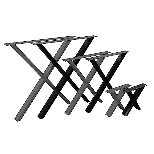 NOGGI: 2 Tischkufen metall (36x40cm - anthrazit - Sitzbank )I Tischbeine X-Form I Möbelfüße für Dein DIY Schreib-, Couch-, Wohnzimmer- oder Bartisch Projekt I moderne Hairpin Legs aus Vierkantprofilen von NOGGI - Home Decor Masters