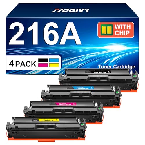 NOGIVY 216A W2410A Toner Mit Chip Kompatibel für HP 216A Toner Set für Color Laserjet Pro MFP M183fw M182n M182nw M155a M155nw W2410A W2411A W2412A W2413A (Schwarz Cyan Yellow Magenta, 4-Pack) von NOGIVY