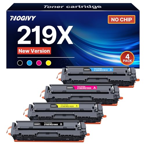 NOGIVY 219X Toner Kompatibel für HP 219A 219X Toner für HP Color Laserjet Pro MFP 3302FDWG 3302SDWG 3302FDNG 3202DW 3302FDW 3302SDW 3302FDN 3202DN W2190A (1 Schwarz 1 Cyan 1 Gelb 1 Magenta, 4er-Pack) NOGIVY 219X Toner Kompatibel für HP 219A 219X Toner für HP Color Laserjet Pro MFP 3302FDWG 3302SDWG 3302FDNG 3202DW 3302FDW 3302SDW 3302FDN 3202DN W2190A (1 Schwarz 1 Cyan 1 Gelb 1 Magenta, 4er-Pack) von NOGIVY