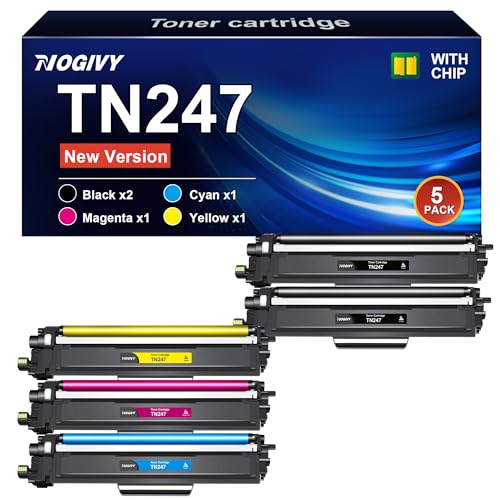 NOGIVY TN247 TN-243CMYK MFC L3750CDW Toner Kompatibel für Brother TN243CMYK TN-247 für Toner Brother MFC-L3770CDW DCP-L3550CDW MFC-L3750CDW HL-L3210CW (2 Schwarz Cyan Gelb Magenta, 5er-Pack) von NOGIVY