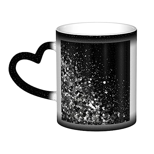 NOGRAX Kaffeetassen Schwarz Weiß Glitzer Gedruckt Personalisierte Wärmewechsel Tasse Magische Hitzeempfindliche Tasse Keramik Tolle Tasse Geschenk von NOGRAX