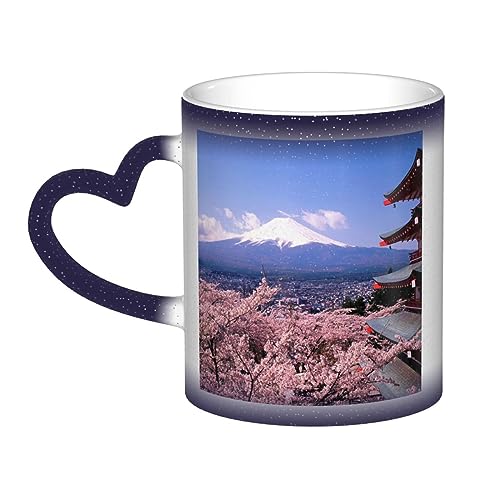 NOGRAX Mount Fuji Japan Bedruckte Farbwechsel Tasse Kaffeetasse Keramik Kaffeetassen Kreative Tasse Kaffee Magische Tassen Magische Teetasse Becher von NOGRAX