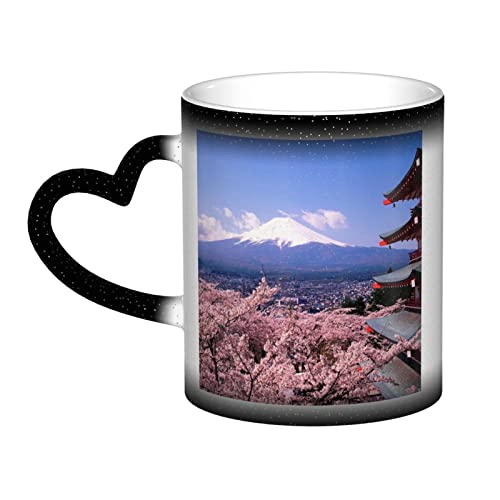 NOGRAX Mount Fuji Japan Bedruckte Farbwechsel Tasse Kaffeetasse Keramik Kaffeetassen Kreative Tasse Kaffee Magische Tassen Magische Teetasse Becher von NOGRAX