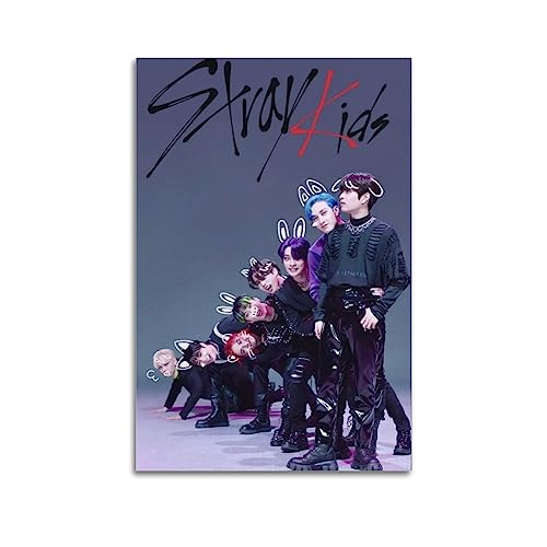 Korean Pop Boy Band Poster Stray Kids Poster SKZ Kpop Poster Wandkunst Druck Retro Ästhetische Raumdekoration Malerei Leinwand Poster für Zuhause und Büro Dekorationen 40 x 60 cm Unrahmen von NOHF