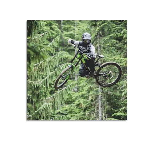 NOHF Extreme Mountainbiking DownHill Sport-Poster, Wandkunstdruck, Retro-Ästhetik, Raumdekoration, Bürodekoration, 50 x 50 cm, ungerahmt von NOHF