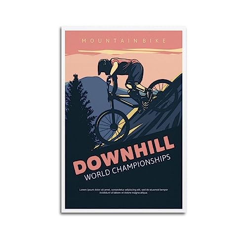 NOHF Extremsport-Poster Downhill Mountainbike, Wandkunstdruck, Retro-Ästhetik, Raumdekoration, Gemälde, Leinwand, 40 x 60 cm, ungerahmt von NOHF