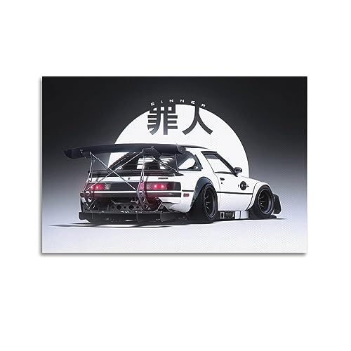 NOHF JDM Sportwagen-Poster für Mazda RX-7, Kunst-Poster, Wandkunstdruck, Retro-Ästhetik, Raumdekoration, Bürodekoration, 60 x 90 cm, ungerahmt von NOHF