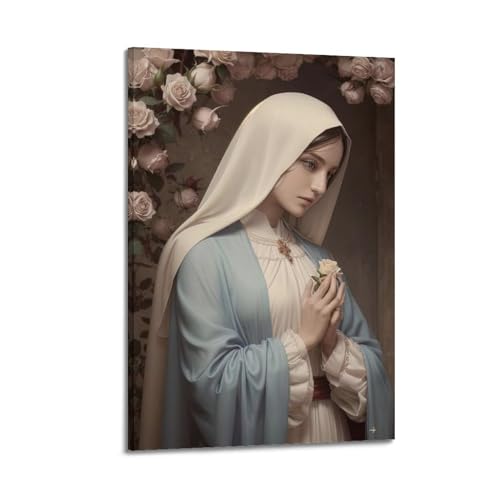 NOHF Jungfrau Maria Mutter Gottes Poster Wandkunst Druck Retro Ästhetische Raumdekoration Büro Dekorationen 30 x 45 cm Rahmen Stil von NOHF