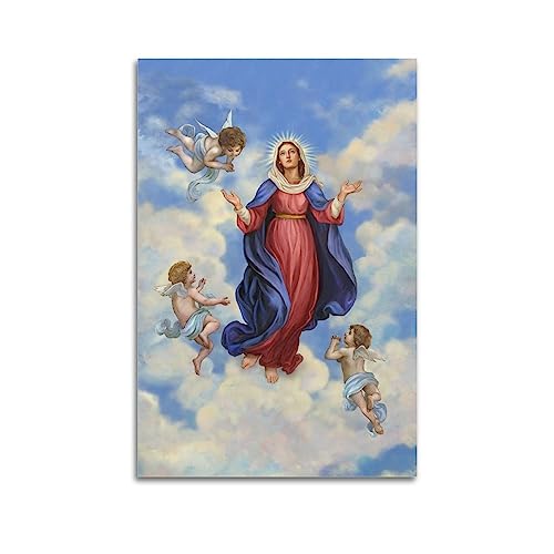 NOHF Jungfrau Maria Poster Mutter Maria mit Baby, Wandkunstdruck, Retro-ästhetische Raumdekoration, Gemälde, Leinwand, 60 x 90 cm, ungerahmt von NOHF