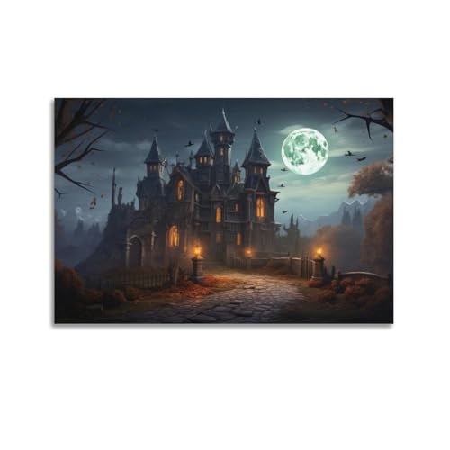 NOHF Landschaftsposter, Gothic-Architektur, Halloween-Poster, Wandkunstdruck, Retro, ästhetische Raumdekoration, Bürodekoration, 50 x 75 cm, ungerahmt von NOHF