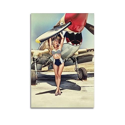 NOHF Pinup Girl Vintage-Poster WW Ⅱ Poster Wandkunstdruck, Retro-Ästhetik, Raumdekoration, Bürodekoration, 60 x 90 cm, ungerahmt von NOHF