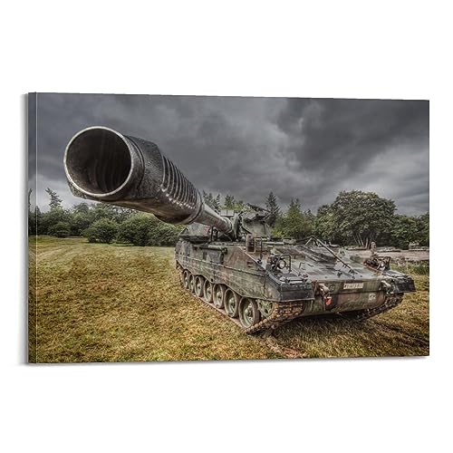 NOHF Poster Militärpanzer Panzerhaubitze 2000 PZH-2000, Wandkunstdruck, Retro, ästhetische Raumdekoration, Bürodekoration, 60 x 90 cm, Rahmenstil von NOHF