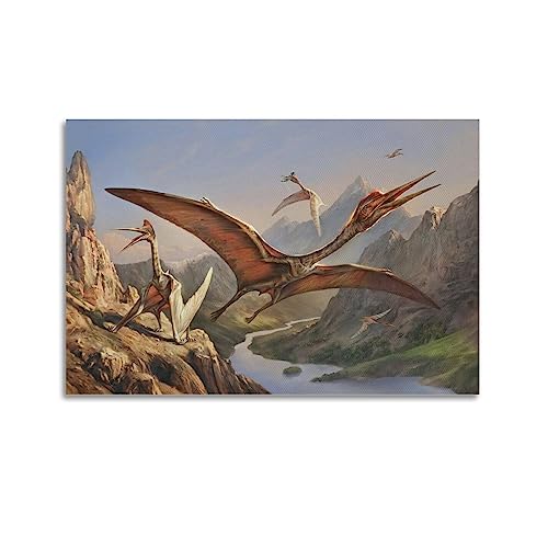 NOHF Poster mit prähistorischen Tieren, Dinosaurier, Flugsaurier, Kunstposter, Wandkunstdruck, Retro, ästhetische Raumdekoration, 60 x 90 cm, ungerahmt von NOHF