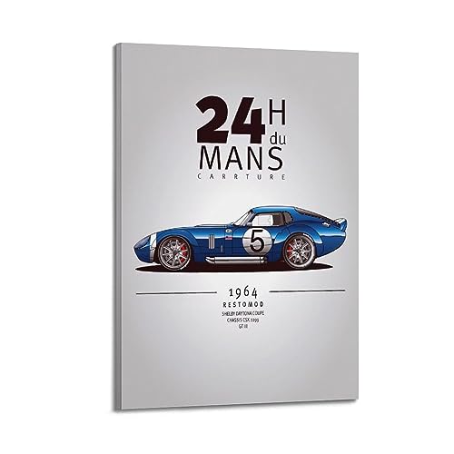 NOHF Rennwagen-Poster für klassisches Shelby Daytona-Poster, Wandkunstdruck, Retro-Ästhetik, Raumdekoration, Bürodekoration, 30 x 45 cm, Rahmenstil von NOHF