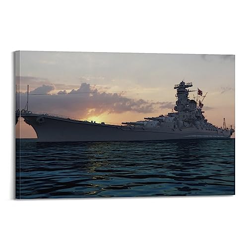 NOHF Schlachtschiff-Poster, Schlachtschiff, Yamato, Poster, Wandkunstdruck, Retro, ästhetische Raumdekoration, Malerei, Leinwand, Poster für Zuhause und Büro, Dekorationen, 60 x 90 cm, Rahmenstil von NOHF