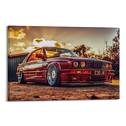 NOHF Sportwagen-Poster für BMW E30, Wandkunstdruck, Retro, ästhetische Raumdekoration, Gemälde, Leinwand, Poster für Zuhause und Büro, Dekoration, 30 x 45 cm, Rahmenstil von NOHF