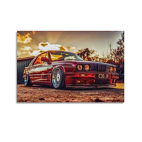 NOHF Sportwagen-Poster für BMW E30, Wandkunstdruck, Retro, ästhetische Raumdekoration, Malerei, Leinwandposter für Zuhause und Büro, Dekorationen, 40 x 60 cm, ungerahmter Stil von NOHF