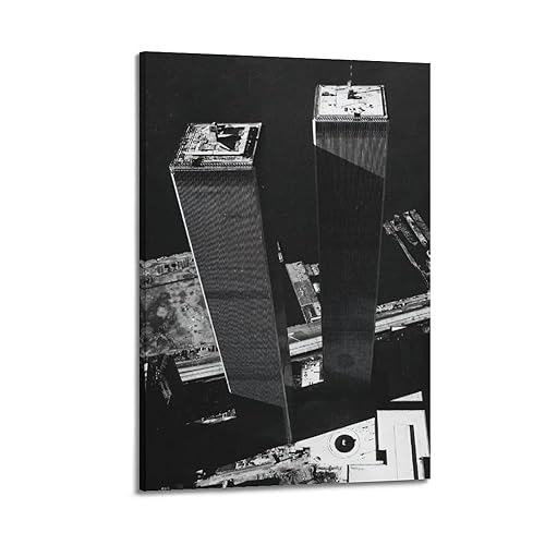 NOHF Vintage Fotografie Poster World Trade Center 1973 Poster Wandkunst Druck Retro Ästhetische Raumdekoration Bürodekorationen 30 x 45 cm Rahmen Stil von NOHF