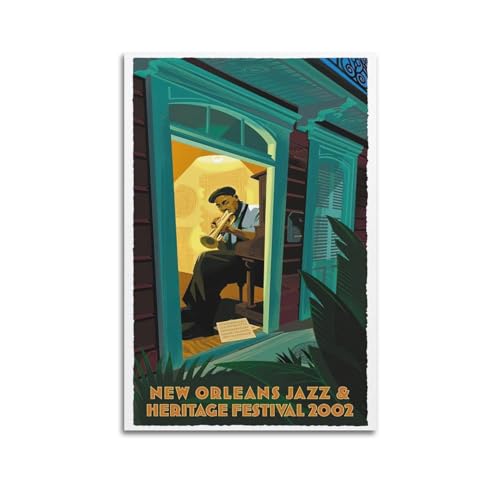 NOHF Vintage Gig Poster New Orleans Jazz Heritage Festival Poster, Wandkunstdruck, Retro-Ästhetik, Raumdekoration, Bürodekoration, 40 x 60 cm, ungerahmt von NOHF