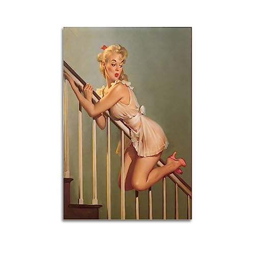 NOHF Vintage Pin Up Girl Poster Miss Vixen Poster Wandkunst Druck Retro Ästhetische Raumdekoration Bürodekorationen 60 x 90 cm ungerahmt von NOHF