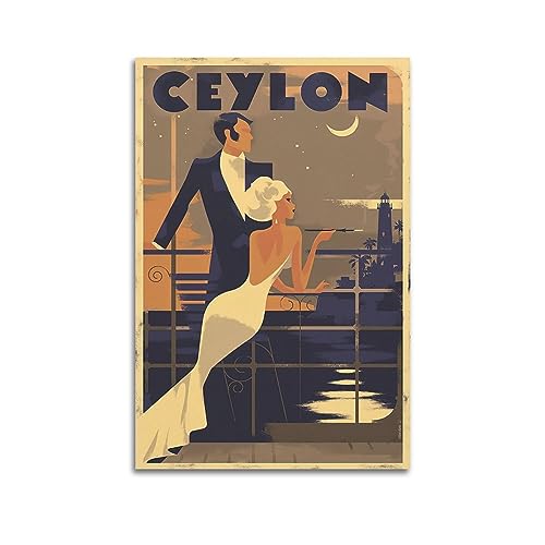 NOHF Vintage-Poster Ceylon, Retro-Reiseposter, Wandkunstdruck, Retro-Ästhetik, Raumdekoration, Bürodekoration, 60 x 90 cm, ungerahmt von NOHF