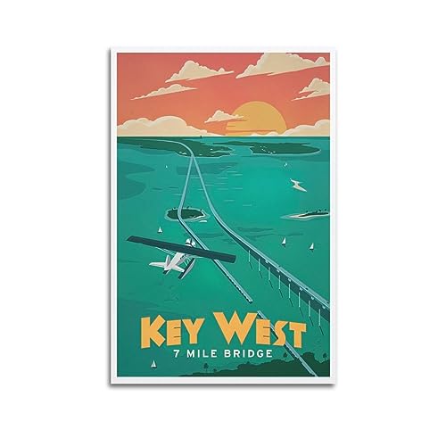 NOHF Vintage Poster Key West 7 Mile Bridge Travel Vintage Art Poster Wandkunstdruck Retro Ästhetische Raumdekoration Bürodekorationen 40 x 60 cm ungerahmt von NOHF