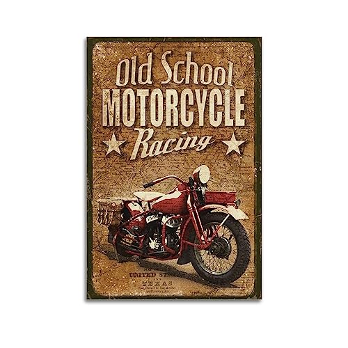 NOHF Vintage-Poster Old School Motorrad 80er Jahre Fahrrad Poster Wandkunst Druck Retro Ästhetische Raumdekoration Malerei Leinwand Poster für Zuhause und Büro Dekorationen 30 x 45 cm ungerahmt von NOHF