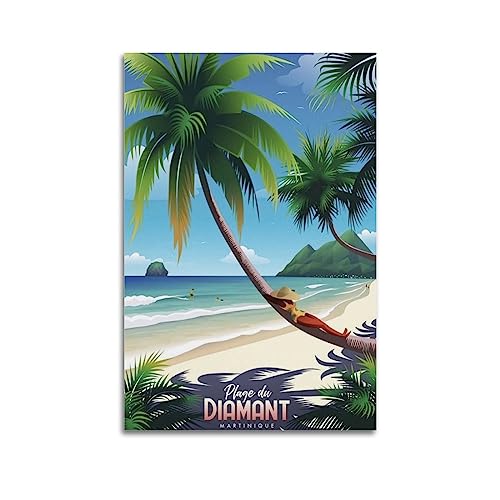 NOHF Vintage-Reise-Poster Diamant Strand Martinique Poster Wandkunst Druck Retro Ästhetische Raumdekoration Malerei Leinwand Poster für Zuhause und Büro Dekorationen 60 x 90 cm ungerahmt NOHF Vintage-Reise-Poster Diamant Strand Martinique Poster Wandkunst Druck Retro Ästhetische Raumdekoration Malerei Leinwand Poster für Zuhause und Büro Dekorationen 60 x 90 cm ungerahmt von NOHF
