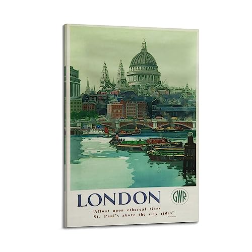 NOHF Vintage-Reiseposter London, Kunstposter, Wandkunstdruck, Retro-Stil, ästhetische Raumdekoration, 40 x 60 cm, Rahmen-Stil von NOHF