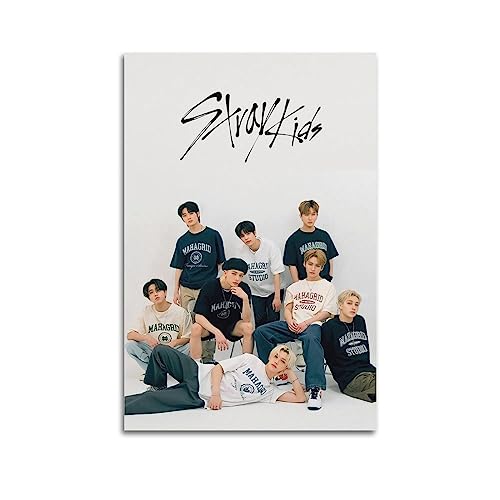 Stray Kids Kpop Poster SKZ Poster Korean Male Group Poster Wandkunstdruck Retro Ästhetische Raumdekoration Malerei Leinwand Poster für Zuhause und Büro Dekorationen 30 x 45 cm ungerahmt von NOHF