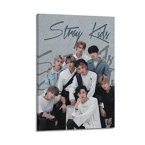 Stray Kids Poster Kpop SKZ Poster, Wandkunstdruck, Retro, ästhetische Raumdekoration, Gemälde, Leinwand, Poster für Zuhause und Büro, Dekorationen, 30 x 45 cm, Rahmenstil von NOHF