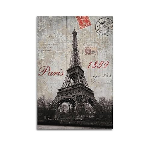 Vintage-Postkarte Hintergrund Paris Eiffelturm Poster Wandkunst Druck Retro Ästhetische Raumdekoration Bürodekorationen 30 x 45 cm ungerahmt von NOHF