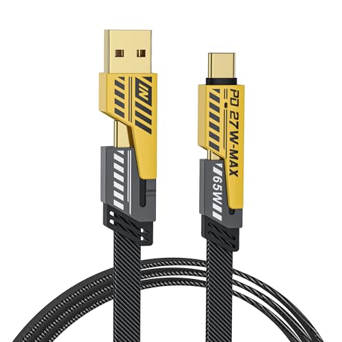 NOHON Multi USB Ladekabel 4 in 1 Universal：1.2M Schnellladekabel mit USB A/USB C auf 65W Typ C+ 27W PD, Nylon Geflochten Mehrfach Anschlüsse Kabel Kompatibel mit iPhone Android Samsung Galaxy Huawei von NOHON