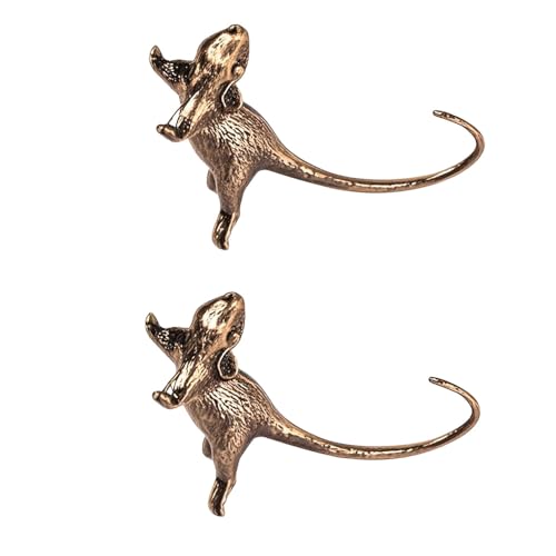 NOIAFZY 2 x Glücksmaus-Miniatur-Metallornamente mit aufwendigem Langschwanz-Ratten-Design, Räucherstäbchenhalter und Stiftablage von NOIAFZY