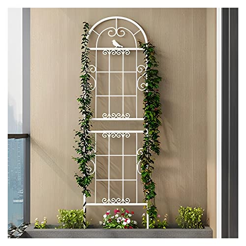 NOIRDA Gartenspalier Rankhilfe Gitter Metall Mit Verspielten Design, 185 cm, 210 cm, 230 cm Rankgitter Für Topfpflanzen, Balkon, Terrasse, Schwarz Weiß (Color : White, Size : 230cm/90.5in) von NOIRDA