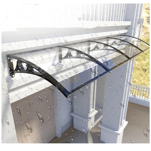 Polycarbonat Gespleißte Überdachung, Markisendach Für Den Außenbereich, Pultbogenvordach Für Sonnenschutz Und Regenschutz, Für Haustür/Veranda/Patio Dach(Schwarz,60x180cm/24x71in) von NOIRDA