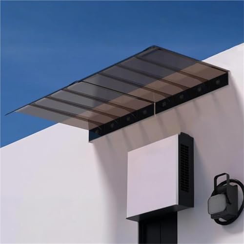 Regendach Pultvordach Aus Polycarbonat – Klar/Bräune Überdachung, Vordach Für Haustür | Wetterfester UV-Schutz | Für Veranda, Garten, Terrasse, Dach, Regenschutz(60x140cm/24 x55) von NOIRDA