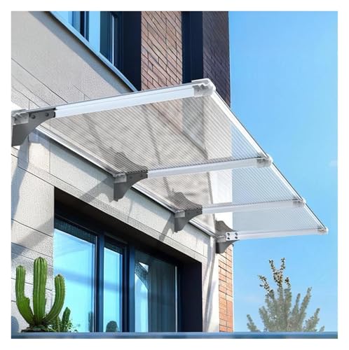 Transparentes Pultbogenvordach Fenstermarkise Mit Aluminiumhalterung, Vordach Haustür, Türdach, Regenschutz, UV-/Regen-/Schneeschutz(65x130cm/26 x51) von NOIRDA