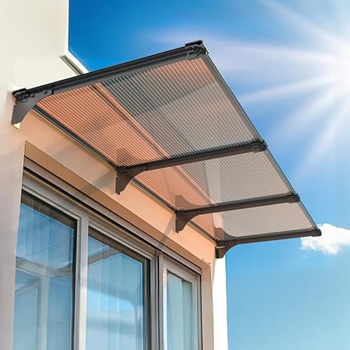 Vordach Für Haustür, Überdachung Haustür Aus Polycarbonat, UV-Schutz Für Die Terrasse Balkon Fenster Hauseingang(120x290cm/47 x114) von NOIRDA