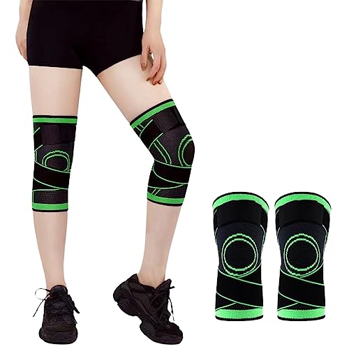 2 Knee Sleeves Kniestütze Männer Damen Kniebandage mit Verstellbaren Riemen Knie Kompressionshülsen Anti-rutsch Volleyball Knieschoner Atmungsaktive Sport Knieschützer Bandage Knie für Laufen Joggen von NOKDAL