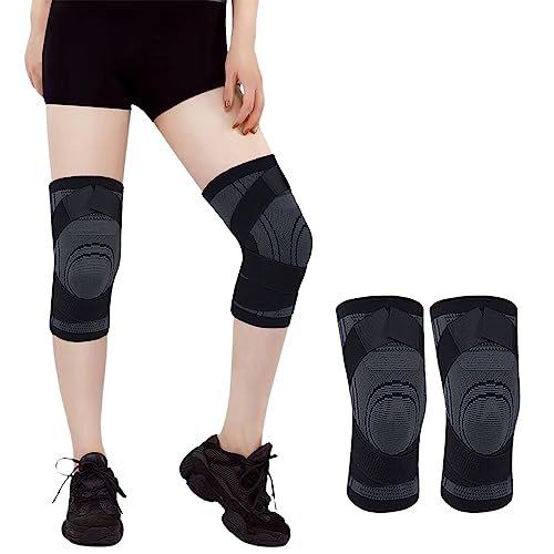 2 Knee Sleeves Kniestütze Männer Damen Kniebandage mit Verstellbaren Riemen Knie Kompressionshülsen Anti-rutsch Volleyball Knieschoner Atmungsaktive Sport Knieschützer Bandage Knie für Laufen Joggen von NOKDAL