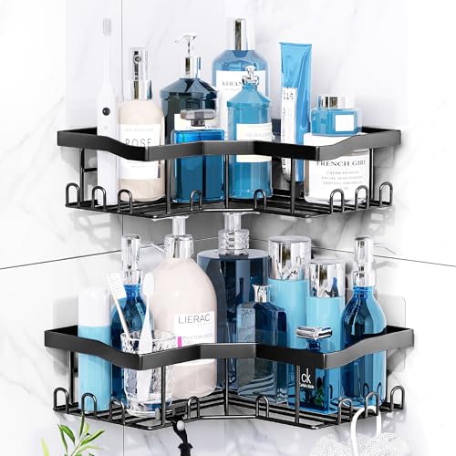 NOKITC Duschablage Ecke - Duschablage ohne Bohren, Duschregal Shampoo Halterung Rostfrei Duschkorb Badezimmer Organizer 2 Stück, Schwarz NOKITC Duschablage Ecke - Duschablage ohne Bohren, Duschregal Shampoo Halterung Rostfrei Duschkorb Badezimmer Organizer 2 Stück, Schwarz von NOKITC