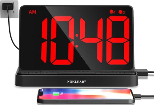 NOKLEAD Digitaler Wecker mit Großem 6,5" RGB Farbwechsel Display, Netzbetriebene Nachttischuhr mit USB Ladeanschluss, Stufenloser Dimmer, Dual Alarm & Schlummerfunktion für Schlafzimmer von NOKLEAD