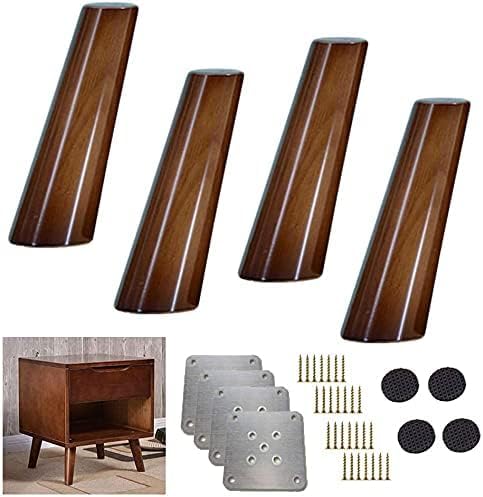 NOKTAI Möbelbeine Sofabeine 4X Massivholz-Küchenmöbelbeine, 80 ° schräge Kegelsofafüße, walnussfarbene Tischbein-Ersatzfüße, für Sessel, Liege, Couchtisch, Kommode, Sideboard (25 cm/9,8 Z von NOKTAI