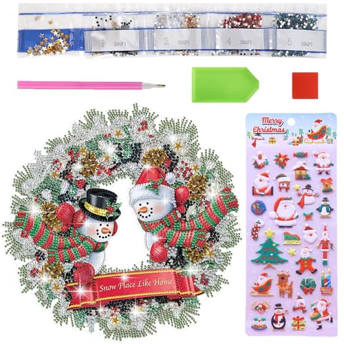 Diamond Painting Tischdeko Weihnachtsdeko Bastelset Weihnachten Erwachsene 5D Diamond Painting Fensterbilder Ornamente Mit Aufklebern Steine, Werkzeug und Zubehör, für Erwachsene Hausgeschenk Deko von NOLACE