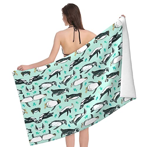NOLACE Niedliches Pinguin-Strandtuch und Yoga-Handtuch, schnell trocknendes Mikrofaser-Reisehandtuch für Strand, Pool, Schwimmen, Hand, Gesicht und Körper von NOLACE