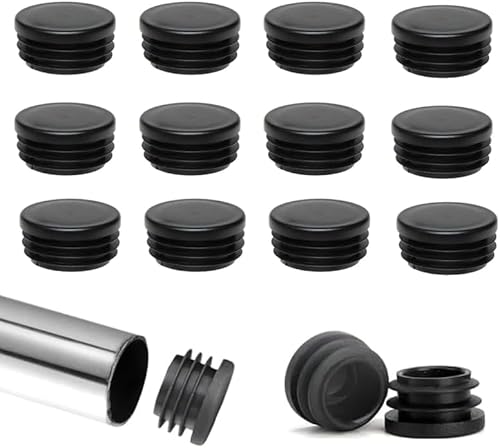 Stopfen 40 Lamellar Plugs Diameter 22 mm Lamellar Plugs Round Plug Cover Cap Plastic Lamellar Plug Round Pipe Plugs Black for Round Pipes with Furniture Gliders Round Kunststoff abdeckkappen von NOLACE